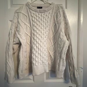 GAP Oversized Fisherman Sweater Chunky Crewneck Cotton Wool blend Cream XS/S